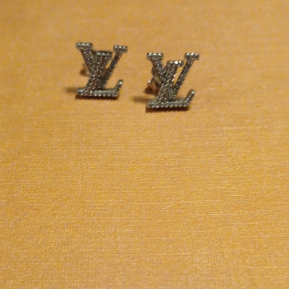 Louis Vuitton Sparkling Silver Logo Earrings